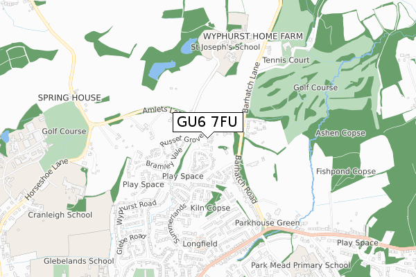 GU6 7FU map - small scale - OS Open Zoomstack (Ordnance Survey)