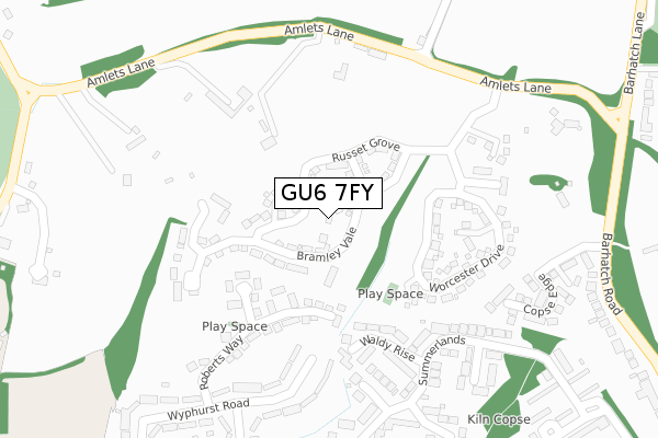 GU6 7FY map - large scale - OS Open Zoomstack (Ordnance Survey)