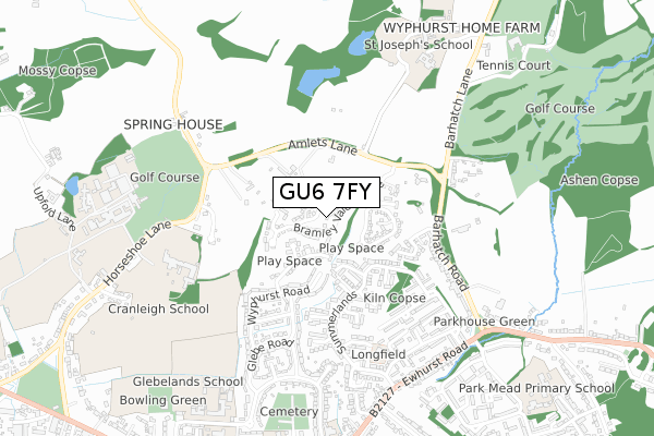 GU6 7FY map - small scale - OS Open Zoomstack (Ordnance Survey)