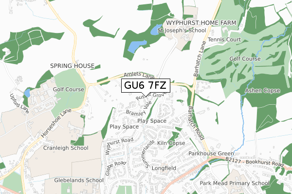 GU6 7FZ map - small scale - OS Open Zoomstack (Ordnance Survey) GU6 7FZ map - small scale - OS Open Zoomstack (Ordnance Survey)