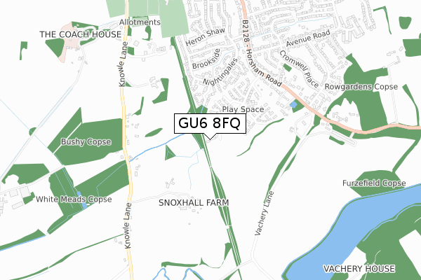 GU6 8FQ map - small scale - OS Open Zoomstack (Ordnance Survey) GU6 8FQ map - small scale - OS Open Zoomstack (Ordnance Survey)