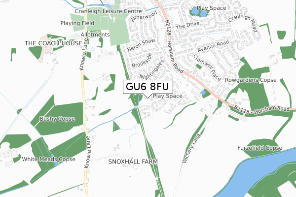 GU6 8FU map - small scale - OS Open Zoomstack (Ordnance Survey)