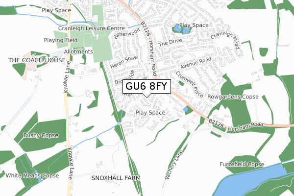 GU6 8FY map - small scale - OS Open Zoomstack (Ordnance Survey)