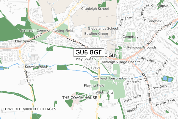 GU6 8GF map - small scale - OS Open Zoomstack (Ordnance Survey)