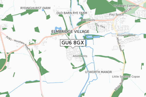 GU6 8GX map - small scale - OS Open Zoomstack (Ordnance Survey) GU6 8GX map - small scale - OS Open Zoomstack (Ordnance Survey)