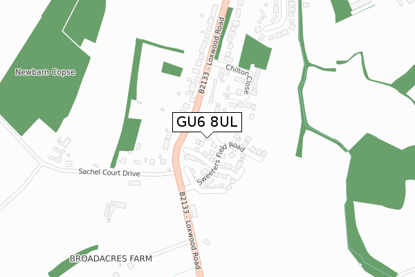 GU6 8UL map - large scale - OS Open Zoomstack (Ordnance Survey) GU6 8UL map - large scale - OS Open Zoomstack (Ordnance Survey)