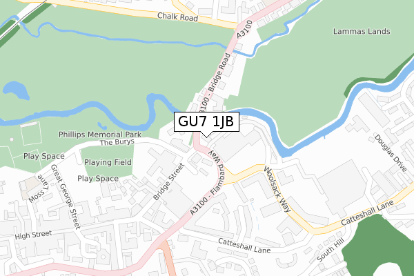GU7 1JB map - large scale - OS Open Zoomstack (Ordnance Survey)