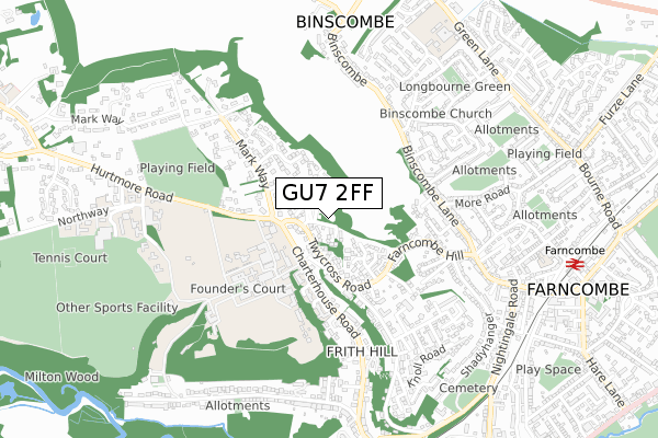 GU7 2FF map - small scale - OS Open Zoomstack (Ordnance Survey)