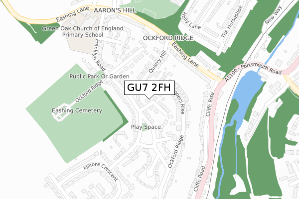 GU7 2FH map - large scale - OS Open Zoomstack (Ordnance Survey)