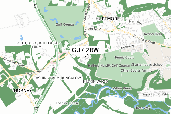 GU7 2RW map - small scale - OS Open Zoomstack (Ordnance Survey)