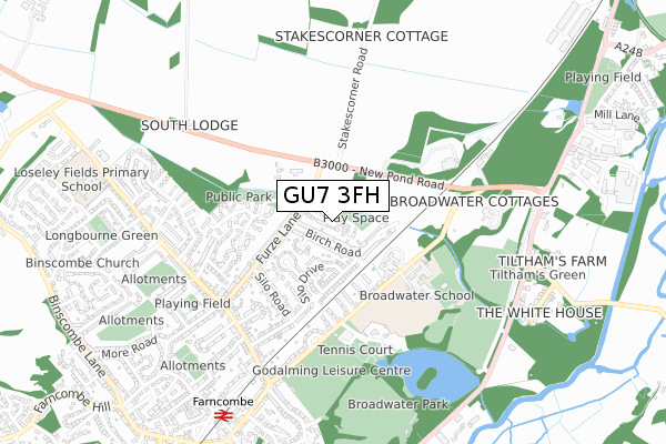 GU7 3FH map - small scale - OS Open Zoomstack (Ordnance Survey) GU7 3FH map - small scale - OS Open Zoomstack (Ordnance Survey)