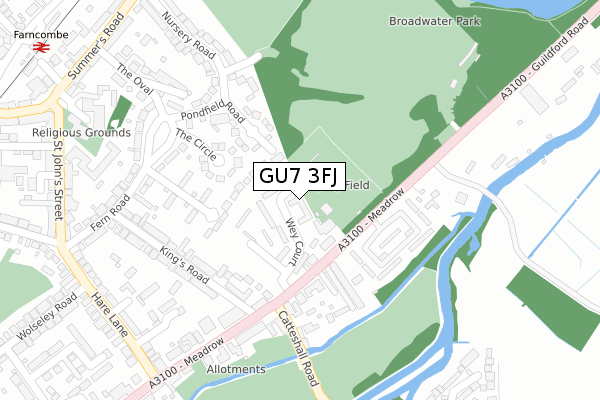 GU7 3FJ map - large scale - OS Open Zoomstack (Ordnance Survey)