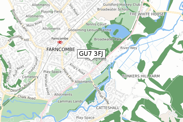 GU7 3FJ map - small scale - OS Open Zoomstack (Ordnance Survey) GU7 3FJ map - small scale - OS Open Zoomstack (Ordnance Survey)