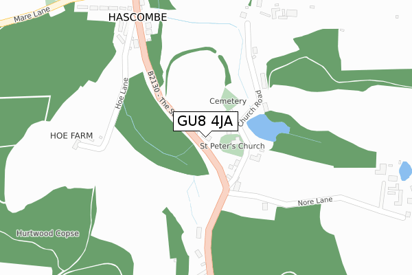 GU8 4JA map - large scale - OS Open Zoomstack (Ordnance Survey)