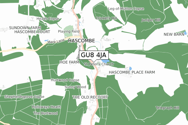 GU8 4JA map - small scale - OS Open Zoomstack (Ordnance Survey)