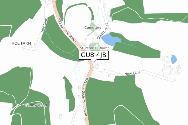 GU8 4JB map - large scale - OS Open Zoomstack (Ordnance Survey)