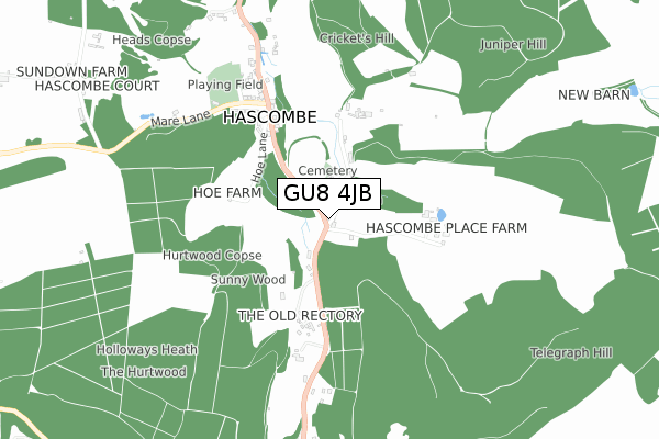 GU8 4JB map - small scale - OS Open Zoomstack (Ordnance Survey)