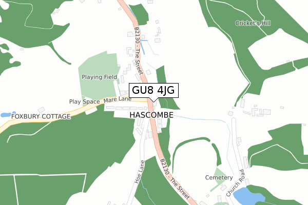 GU8 4JG map - large scale - OS Open Zoomstack (Ordnance Survey)