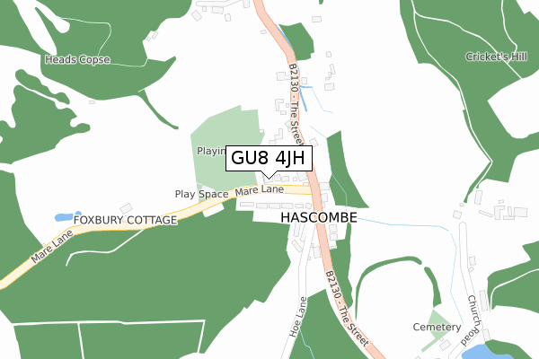 GU8 4JH map - large scale - OS Open Zoomstack (Ordnance Survey)