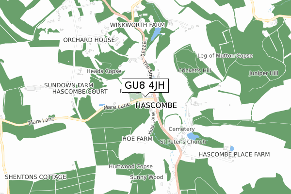 GU8 4JH map - small scale - OS Open Zoomstack (Ordnance Survey)