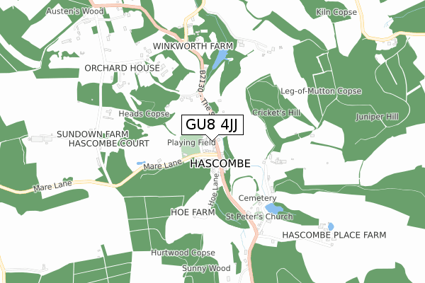 GU8 4JJ map - small scale - OS Open Zoomstack (Ordnance Survey)