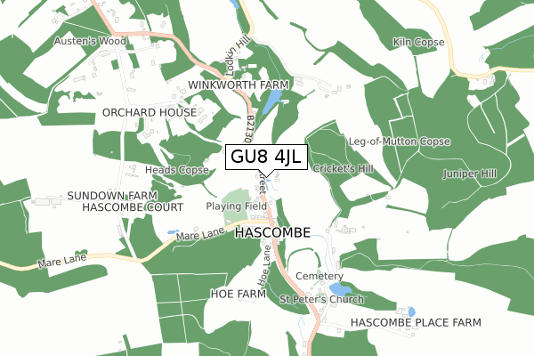 GU8 4JL map - small scale - OS Open Zoomstack (Ordnance Survey) GU8 4JL map - small scale - OS Open Zoomstack (Ordnance Survey)