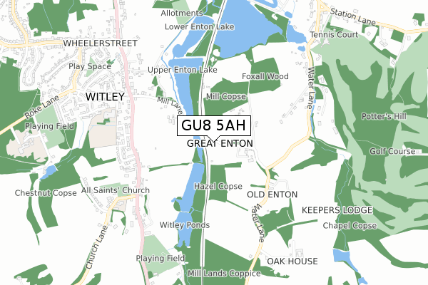 GU8 5AH map - small scale - OS Open Zoomstack (Ordnance Survey)