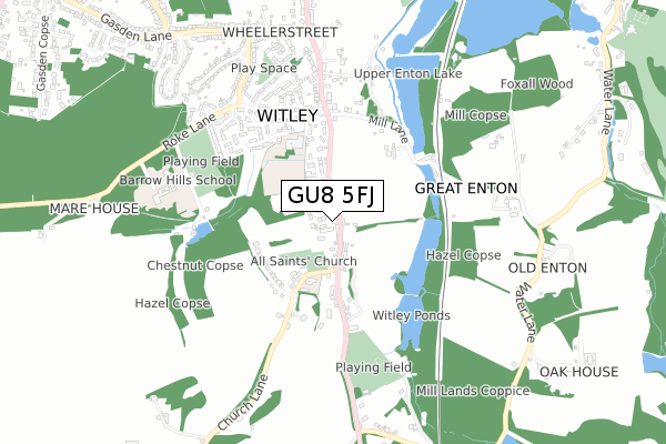 GU8 5FJ map - small scale - OS Open Zoomstack (Ordnance Survey) GU8 5FJ map - small scale - OS Open Zoomstack (Ordnance Survey)