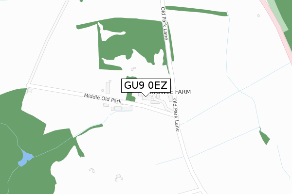 GU9 0EZ map - large scale - OS Open Zoomstack (Ordnance Survey)