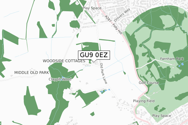 GU9 0EZ map - small scale - OS Open Zoomstack (Ordnance Survey)