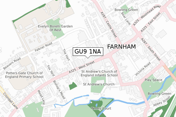 GU9 1NA map - large scale - OS Open Zoomstack (Ordnance Survey)