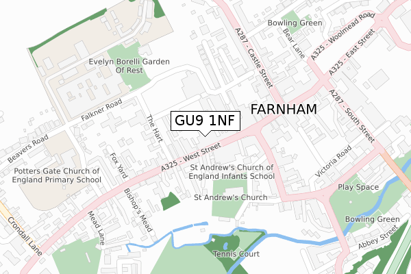 GU9 1NF map - large scale - OS Open Zoomstack (Ordnance Survey)