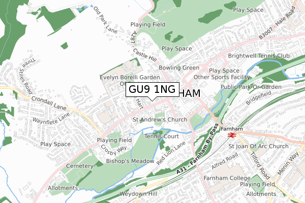 GU9 1NG map - small scale - OS Open Zoomstack (Ordnance Survey)