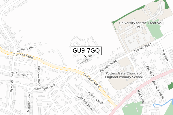 GU9 7GQ map - large scale - OS Open Zoomstack (Ordnance Survey)