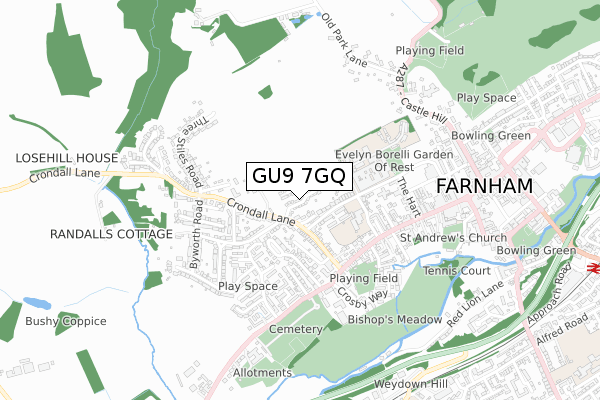 GU9 7GQ map - small scale - OS Open Zoomstack (Ordnance Survey)