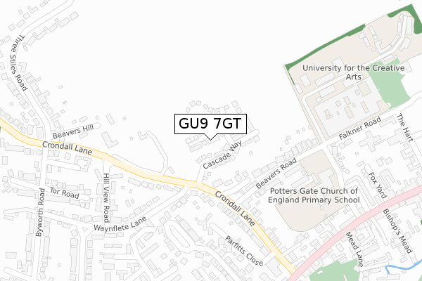 GU9 7GT map - large scale - OS Open Zoomstack (Ordnance Survey)