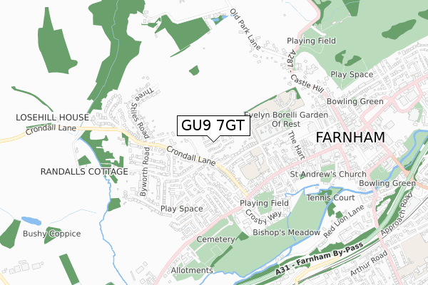 GU9 7GT map - small scale - OS Open Zoomstack (Ordnance Survey)
