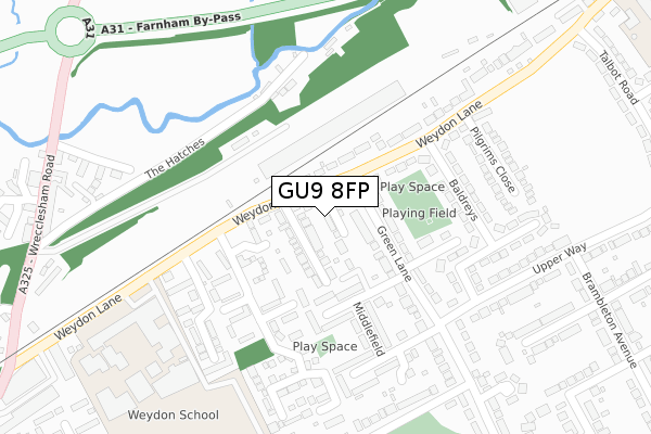 GU9 8FP map - large scale - OS Open Zoomstack (Ordnance Survey)