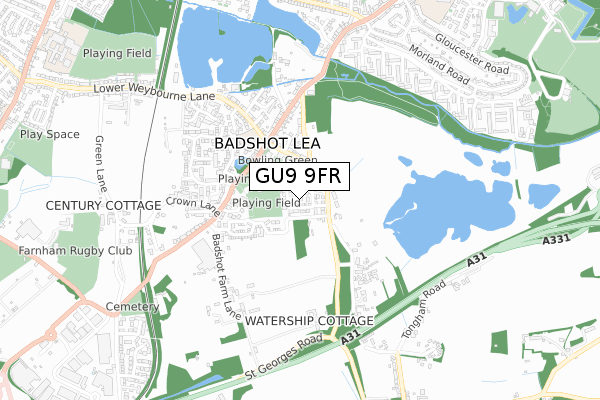 GU9 9FR map - small scale - OS Open Zoomstack (Ordnance Survey)