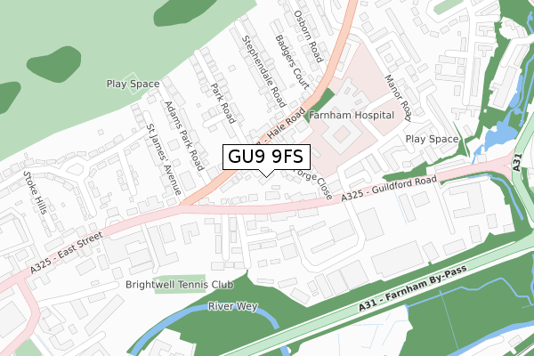 GU9 9FS map - large scale - OS Open Zoomstack (Ordnance Survey)