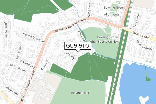 GU9 9TG map - large scale - OS Open Zoomstack (Ordnance Survey)