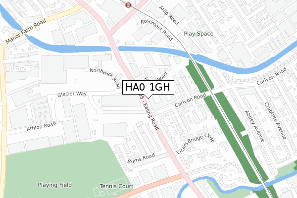 HA0 1GH map - large scale - OS Open Zoomstack (Ordnance Survey)