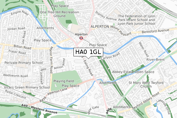 HA0 1GL map - small scale - OS Open Zoomstack (Ordnance Survey)