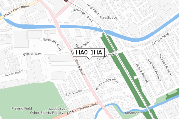 HA0 1HA map - large scale - OS Open Zoomstack (Ordnance Survey)