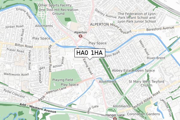 HA0 1HA map - small scale - OS Open Zoomstack (Ordnance Survey)