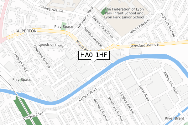 HA0 1HF map - large scale - OS Open Zoomstack (Ordnance Survey)