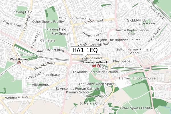 HA1 1EQ map - small scale - OS Open Zoomstack (Ordnance Survey)