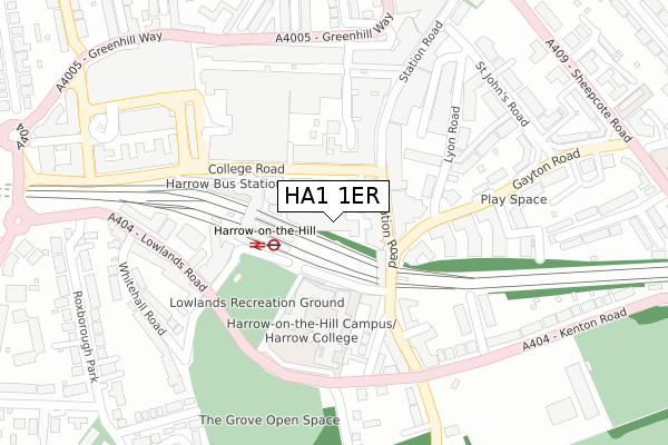 HA1 1ER map - large scale - OS Open Zoomstack (Ordnance Survey)
