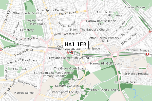 HA1 1ER map - small scale - OS Open Zoomstack (Ordnance Survey)