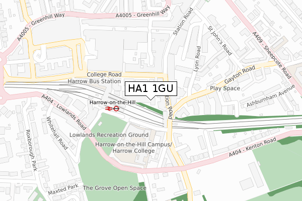 HA1 1GU map - large scale - OS Open Zoomstack (Ordnance Survey)